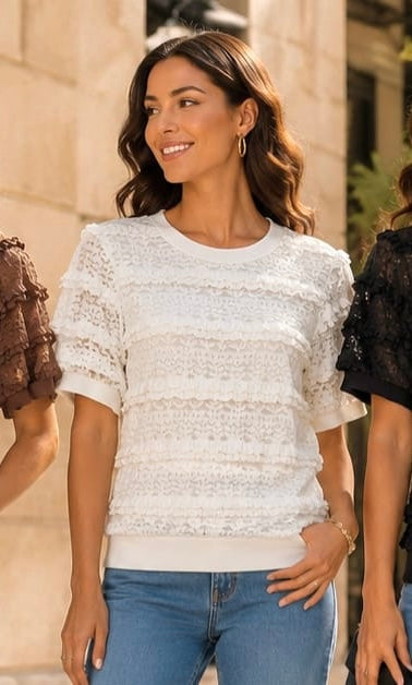 Layered Lace White Top