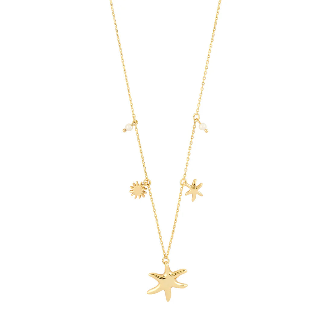 Prism Gold Plated Sun & Starfish Necklace