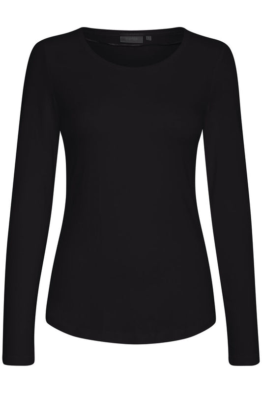 Kasic Black Round Neck Long Sleeve T-shirt