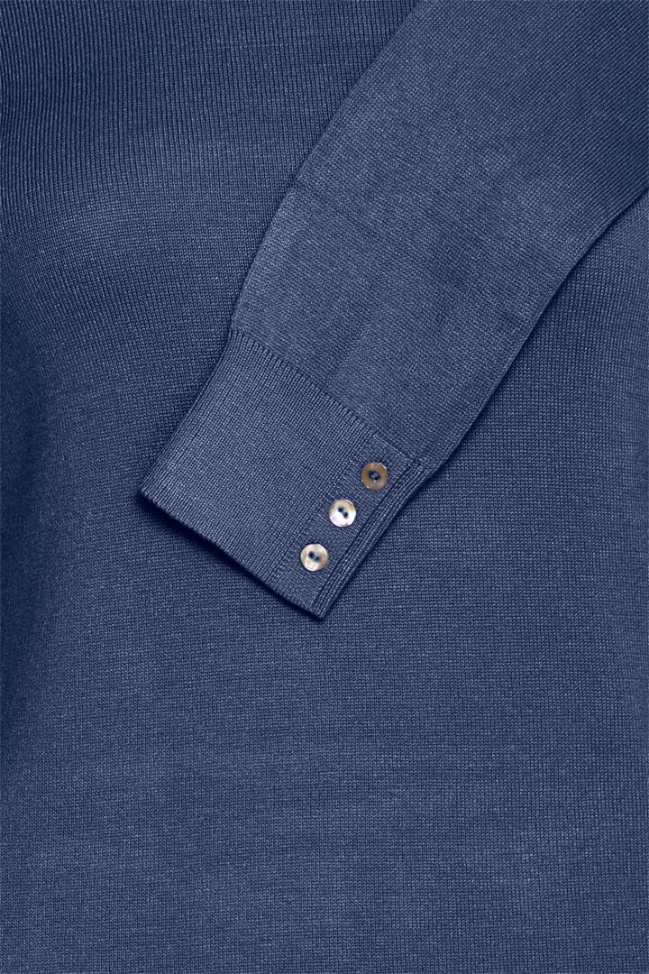 Clia Navy Rollneck Jumper with Button Sleeves