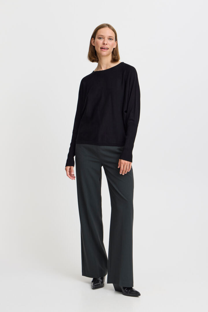 Black Batwing Plain Jumper