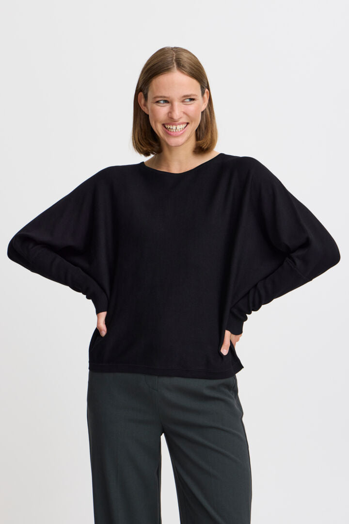 Black Batwing Plain Jumper