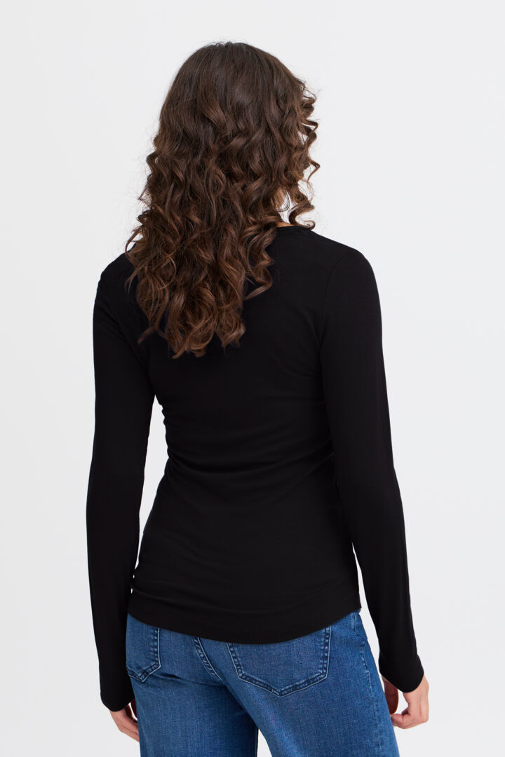 Kasic Black Round Neck Long Sleeve T-shirt