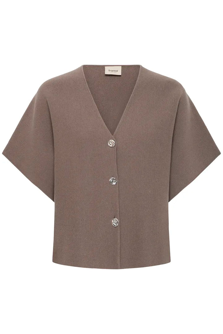 Taupe V Neck Cardigan