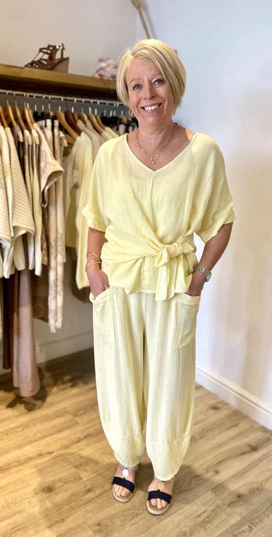 Lemon 2 Pocket Hessian Trouser