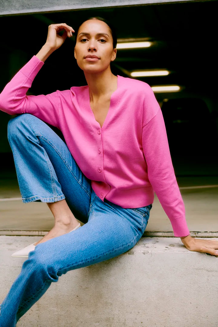 Pink Morla V Neck Cardigan