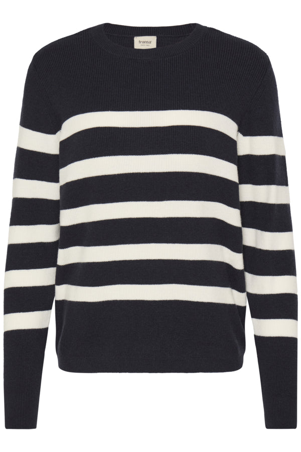 Navy & Cream Striped Knitted Jumper