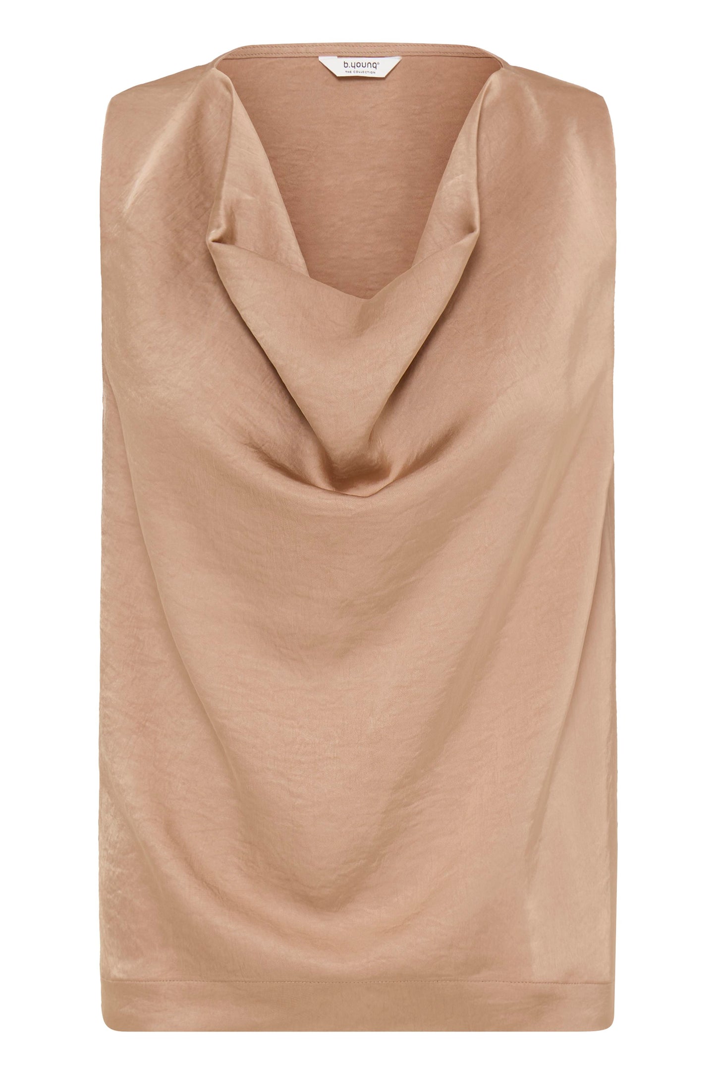 Sleeveless Cowl Neck Satin Blouse