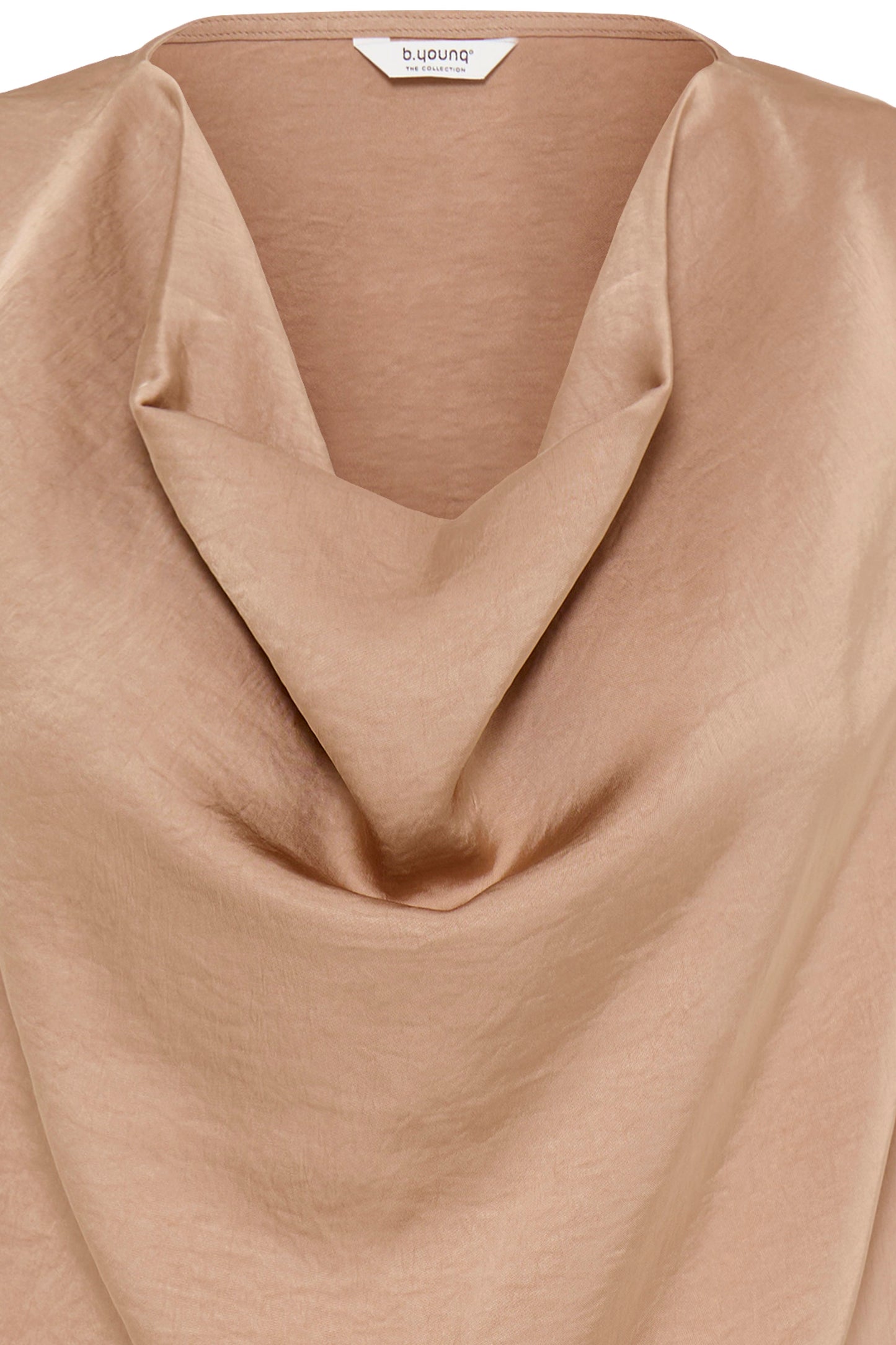 Sleeveless Cowl Neck Satin Blouse