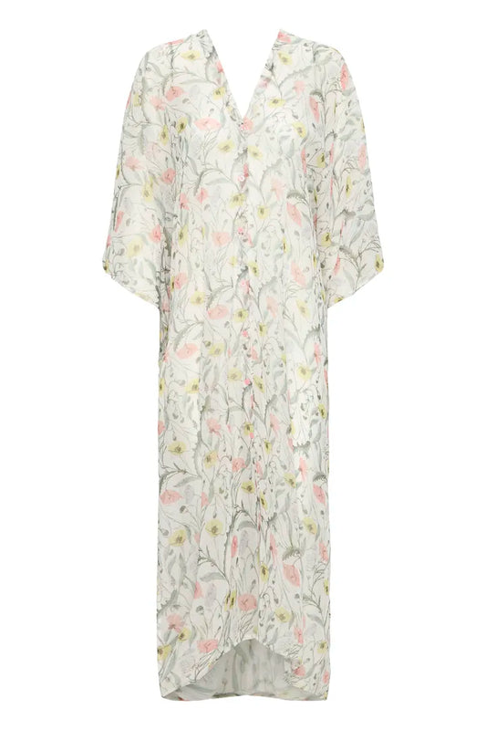 Pink Floral Patterned Natala Kaftan