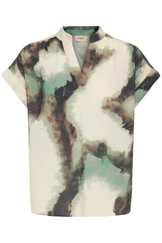 Ayla Green Marble Print Blouse