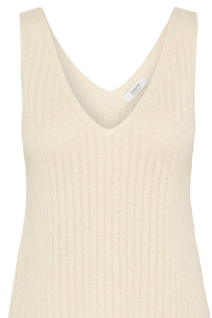 Cream Mobbe Knitted V Neck Vest Top