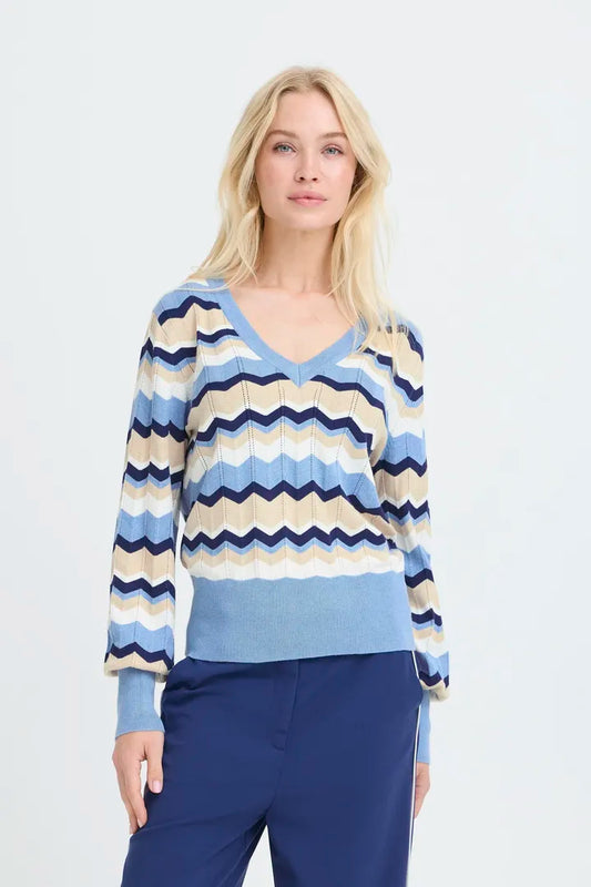 Morla V Neck Pointelle Jumper