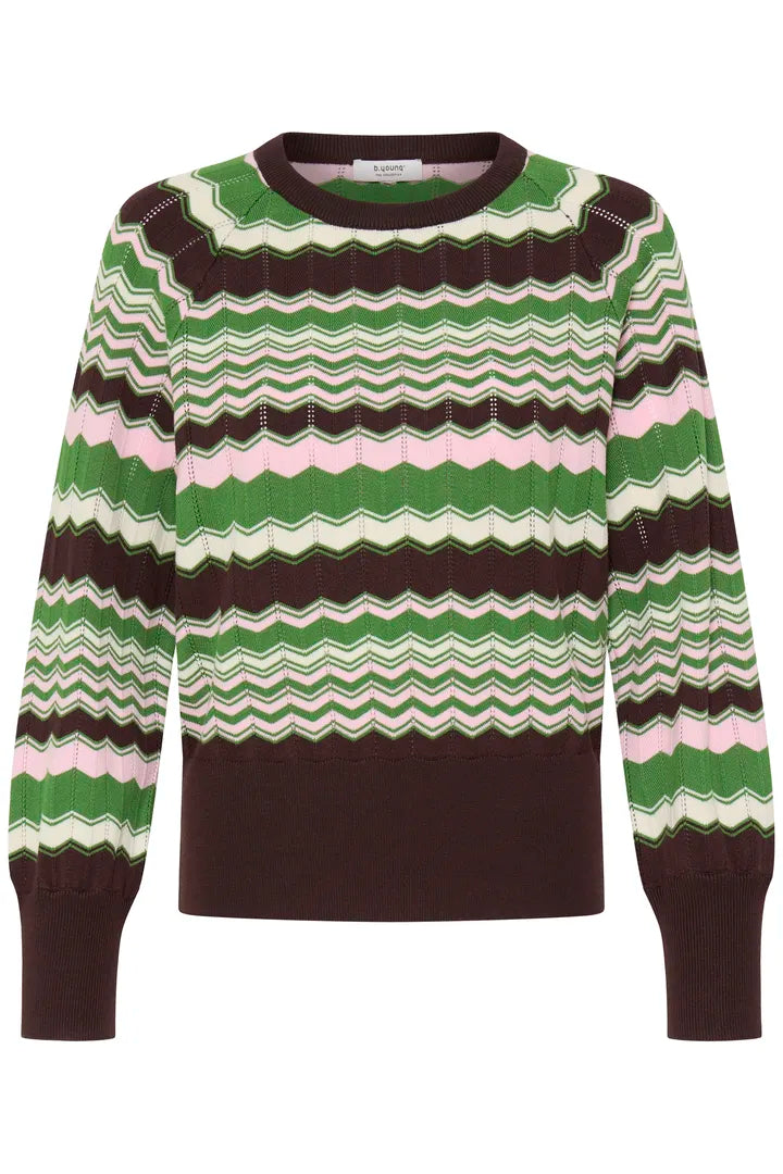 Green & Brown Zig Zag Morla Pointelle Jumper