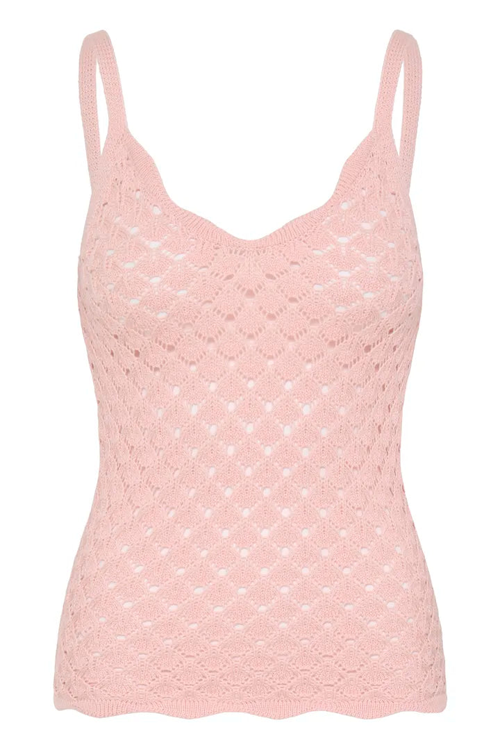 Rose Pink Froda Crochet Knit Vest Top
