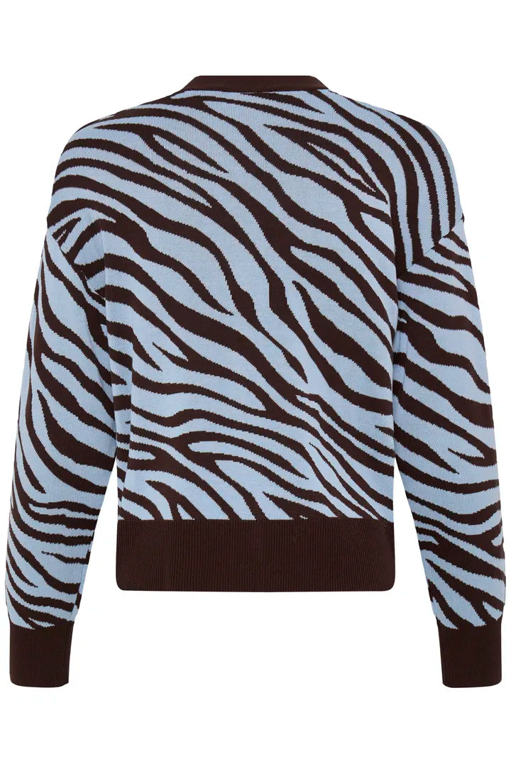 Brown & Aqua Animal Print Morla Jacquard Cardigan
