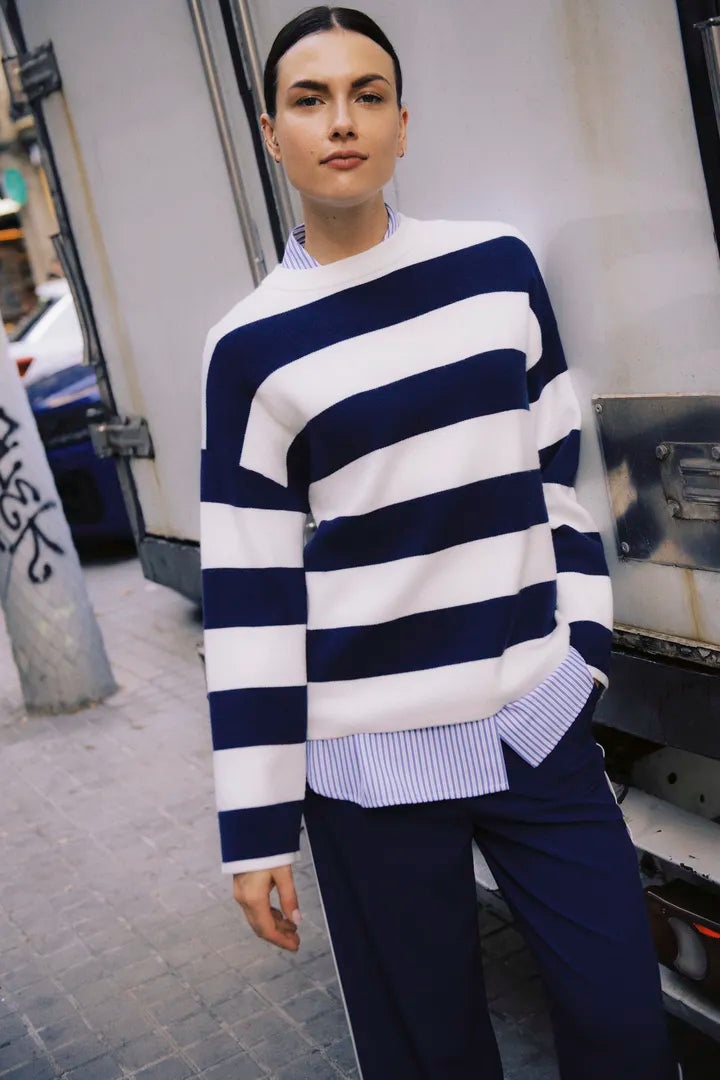 Otari Navy & White Stripe Jumper