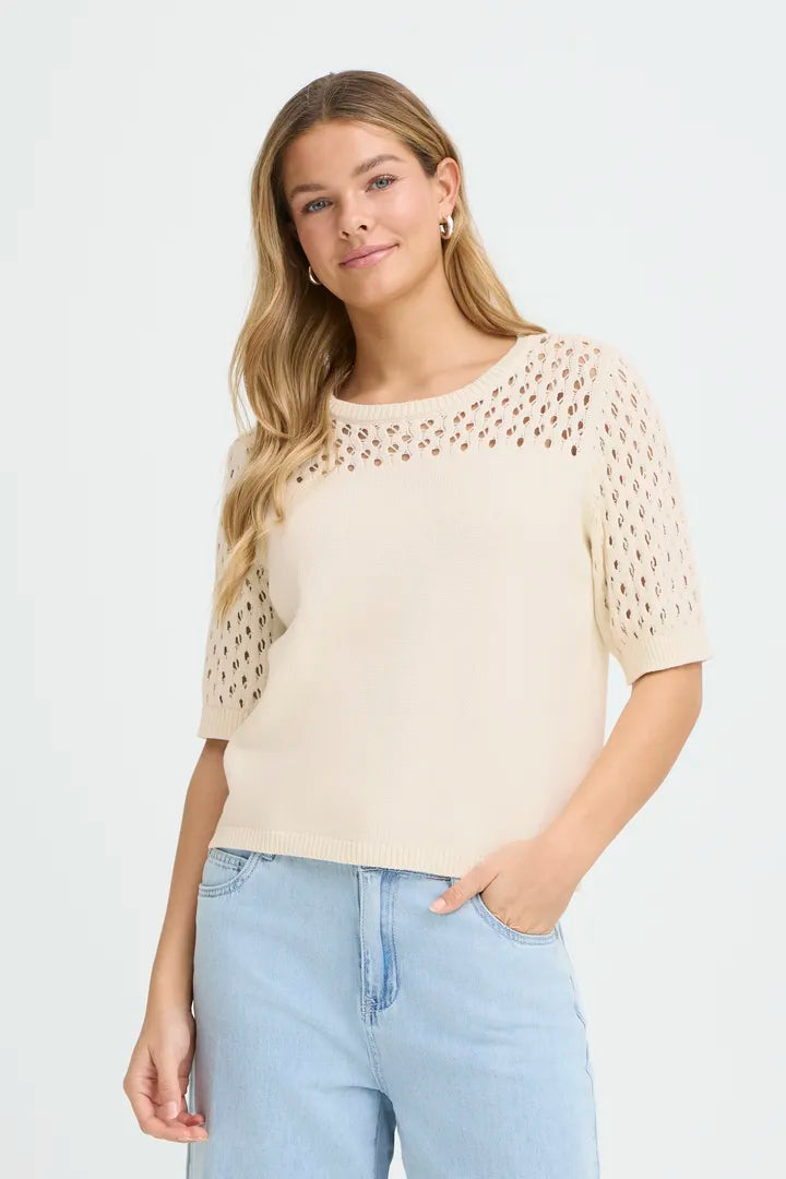 Layla Cream Crochet Knit Jumper