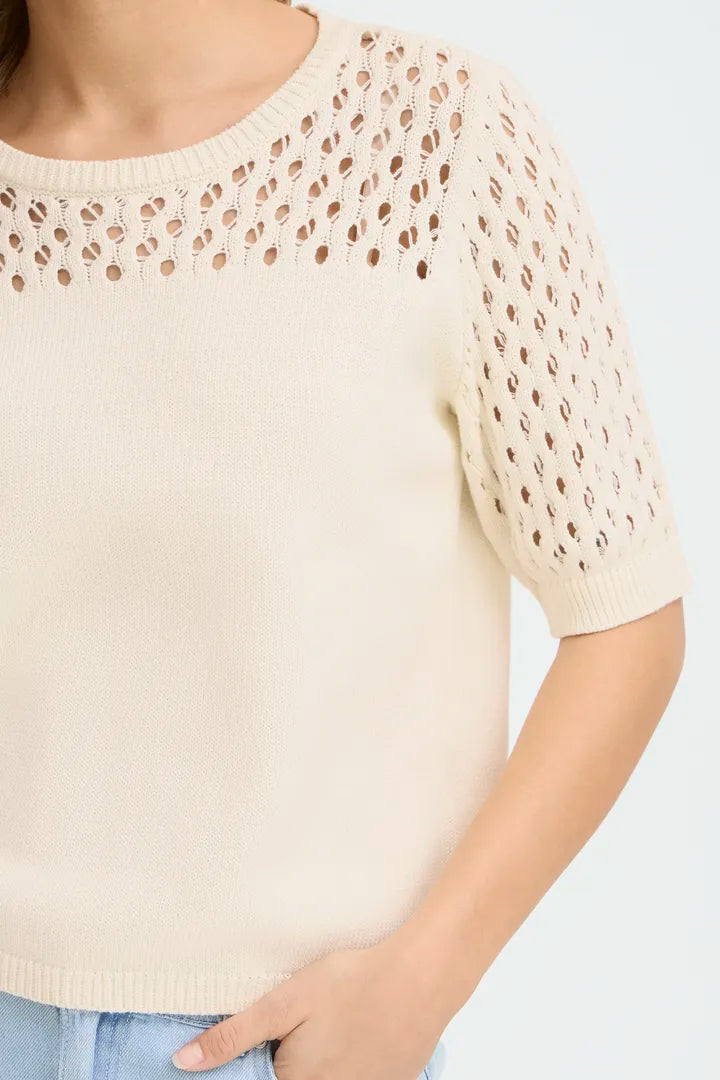 Layla Cream Crochet Knit Jumper