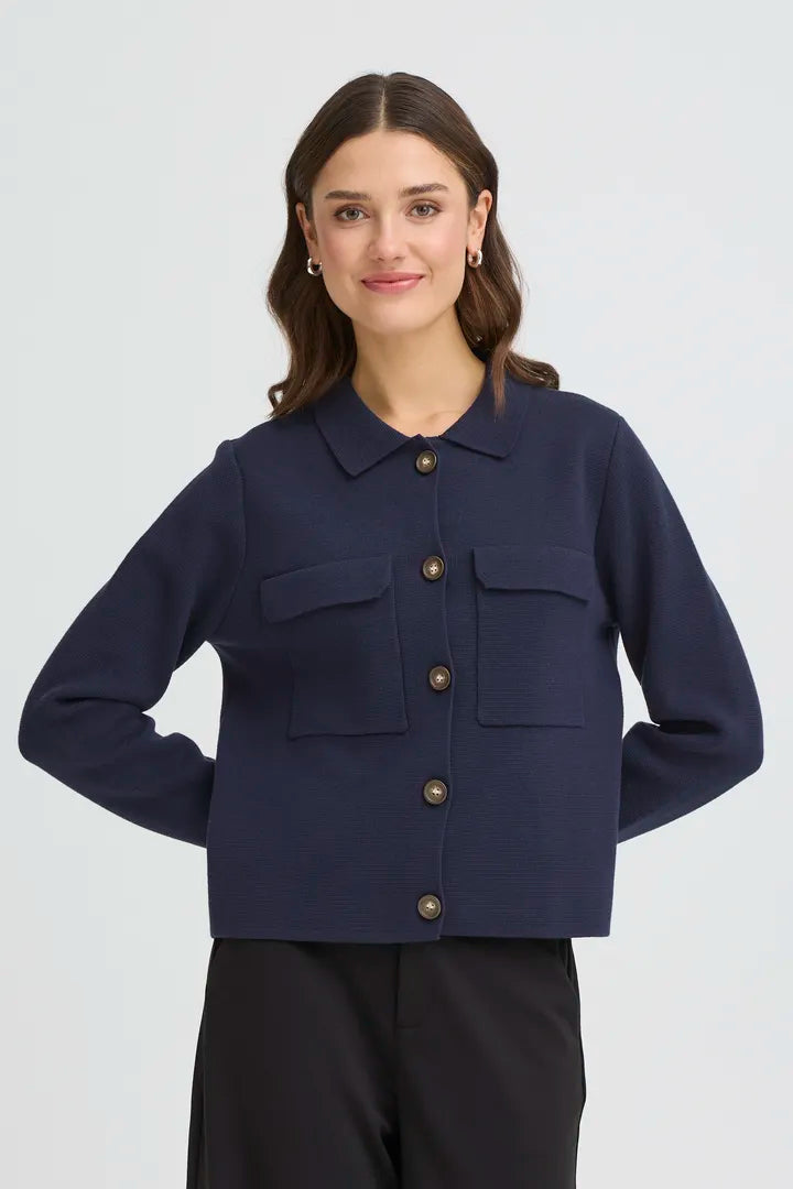 Rita Navy Pocket Cardigan