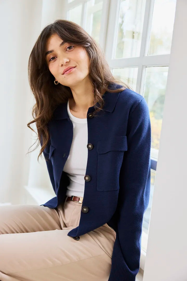 Rita Navy Pocket Cardigan
