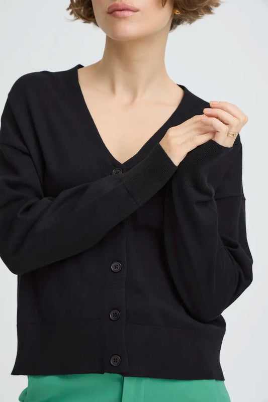 Black Morla V Neck Cardigan