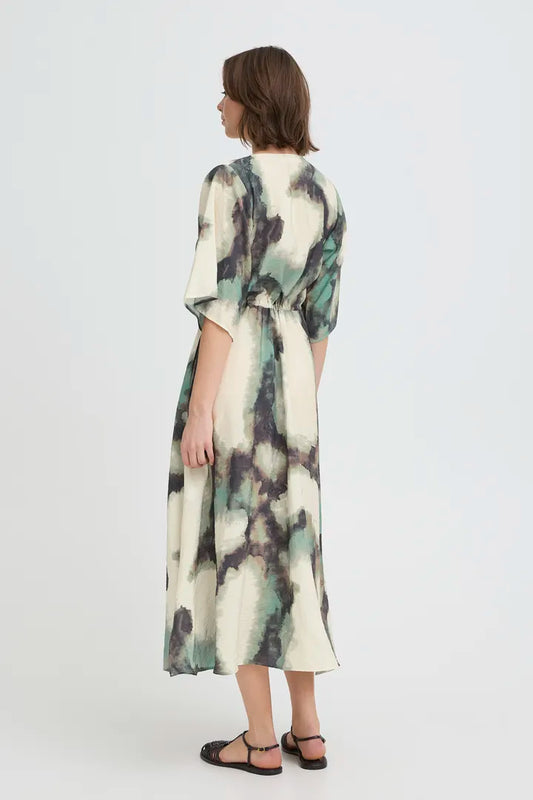 Ayla Green Marble Print Dress