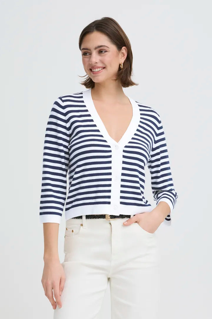 Mary Navy & Cream Striped Cardigan