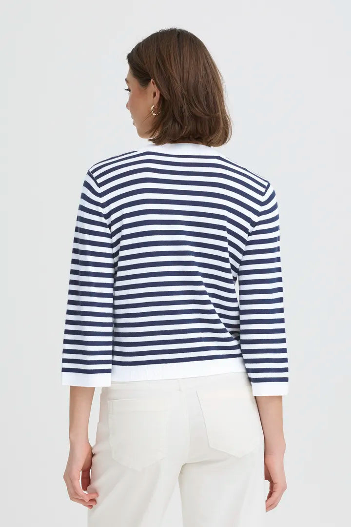Mary Navy & Cream Striped Cardigan