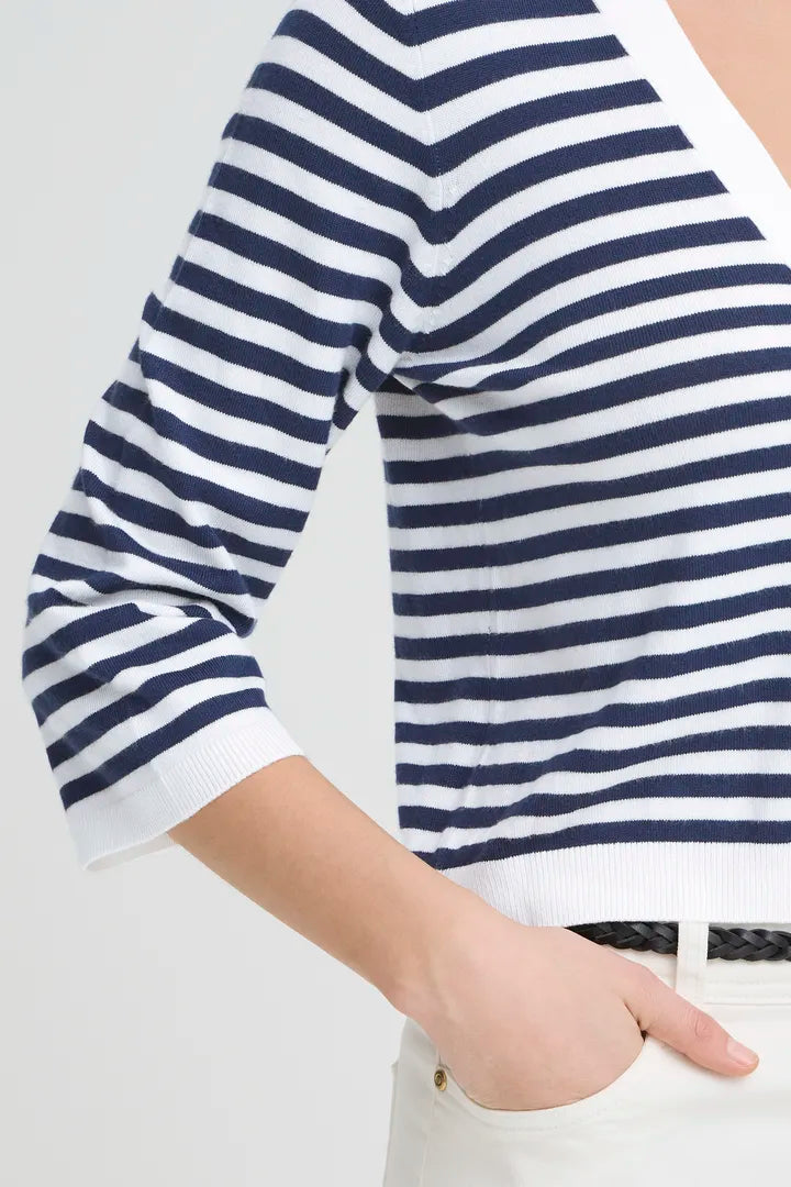 Mary Navy & Cream Striped Cardigan