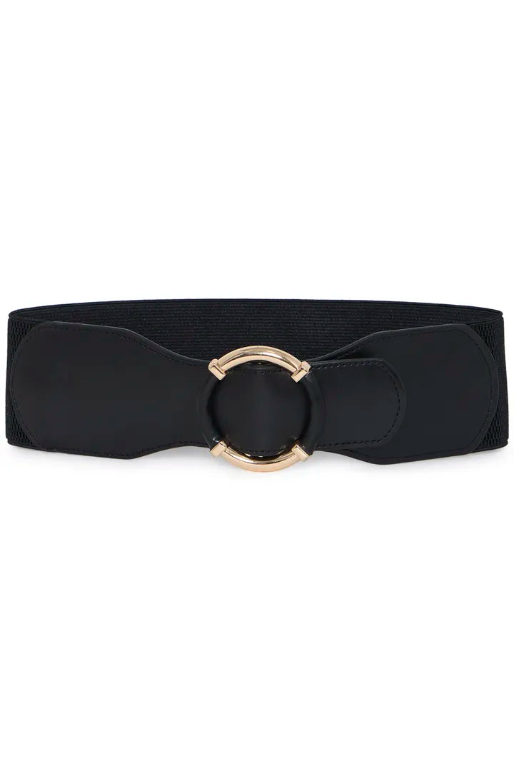 Zori Elasticated Wide Black Belt