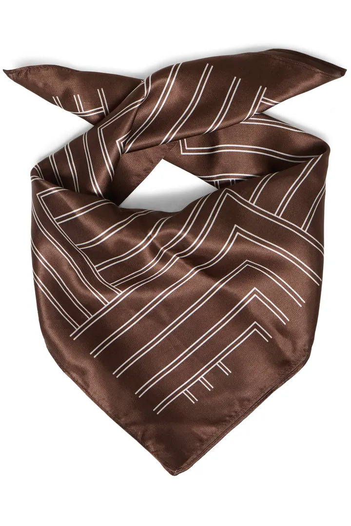 Brown Wioletta Lines Scarf