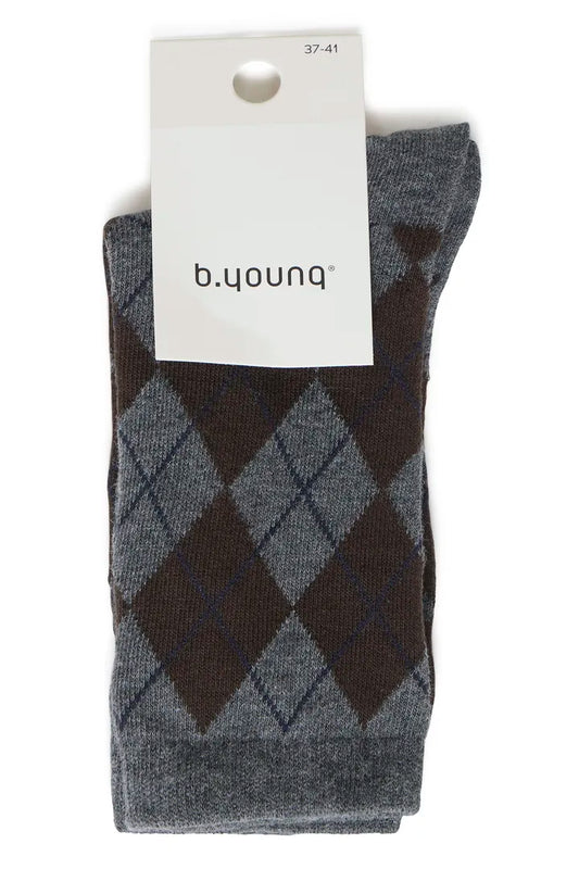 Grey & Brown Valora Argyle Socks