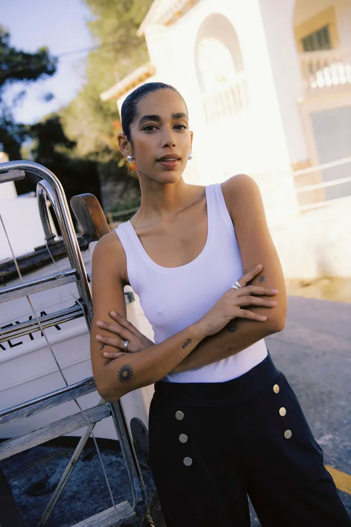 White Pamila Vest Top