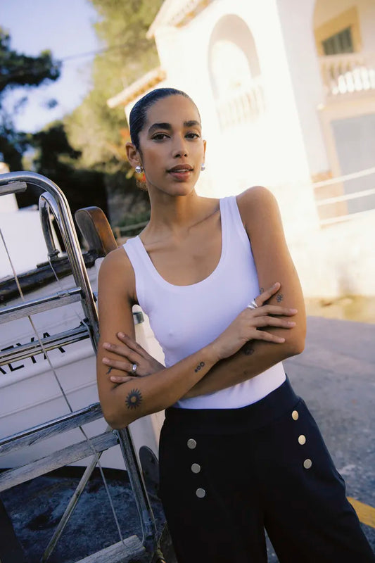 White Pamila Vest Top