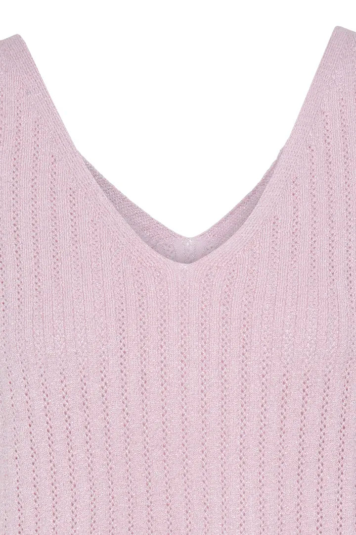 Lilac Mobbe Knitted V Neck Vest Top
