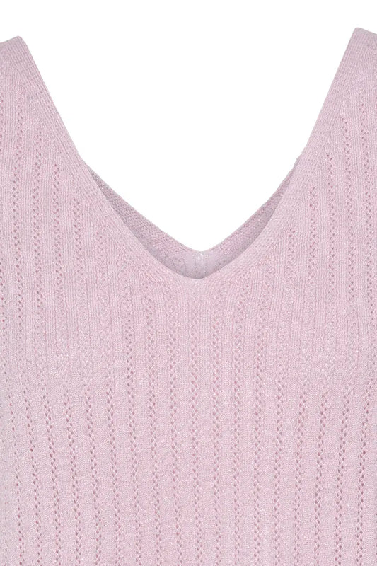 Lilac Mobbe Knitted V Neck Vest Top