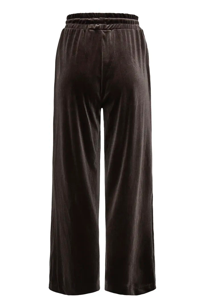 Brown Velvet Wide Leg Jogger Pants