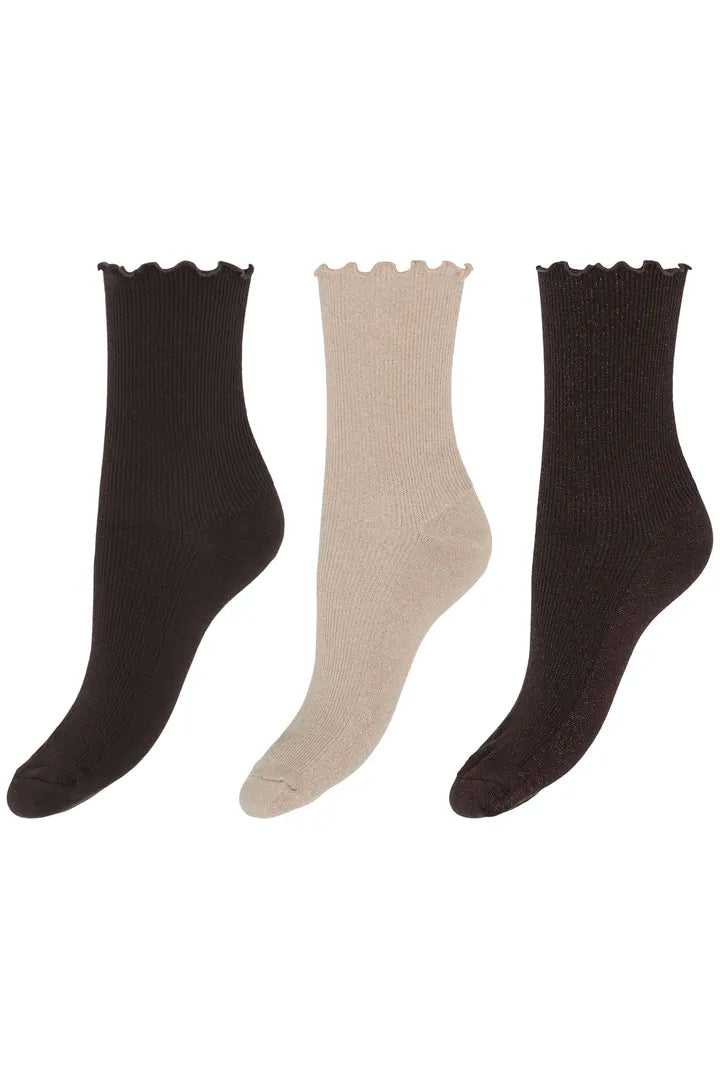 Brown & Gold Gift Box of 3 pairs of socks