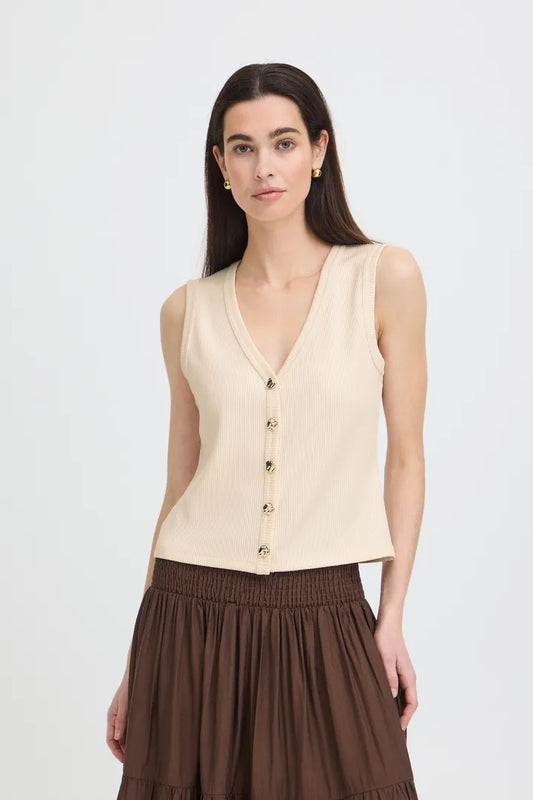 Cream Rubina Knitted Waistcoat Top