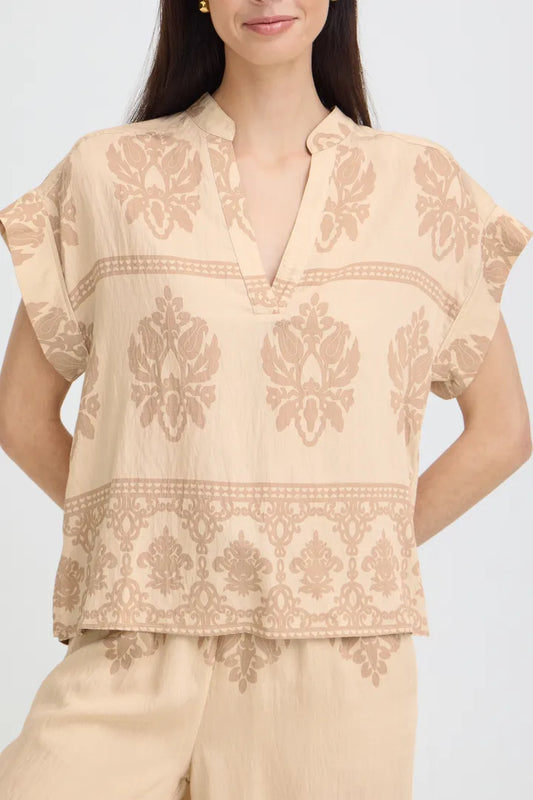 Jayce Beige Printed Blouse