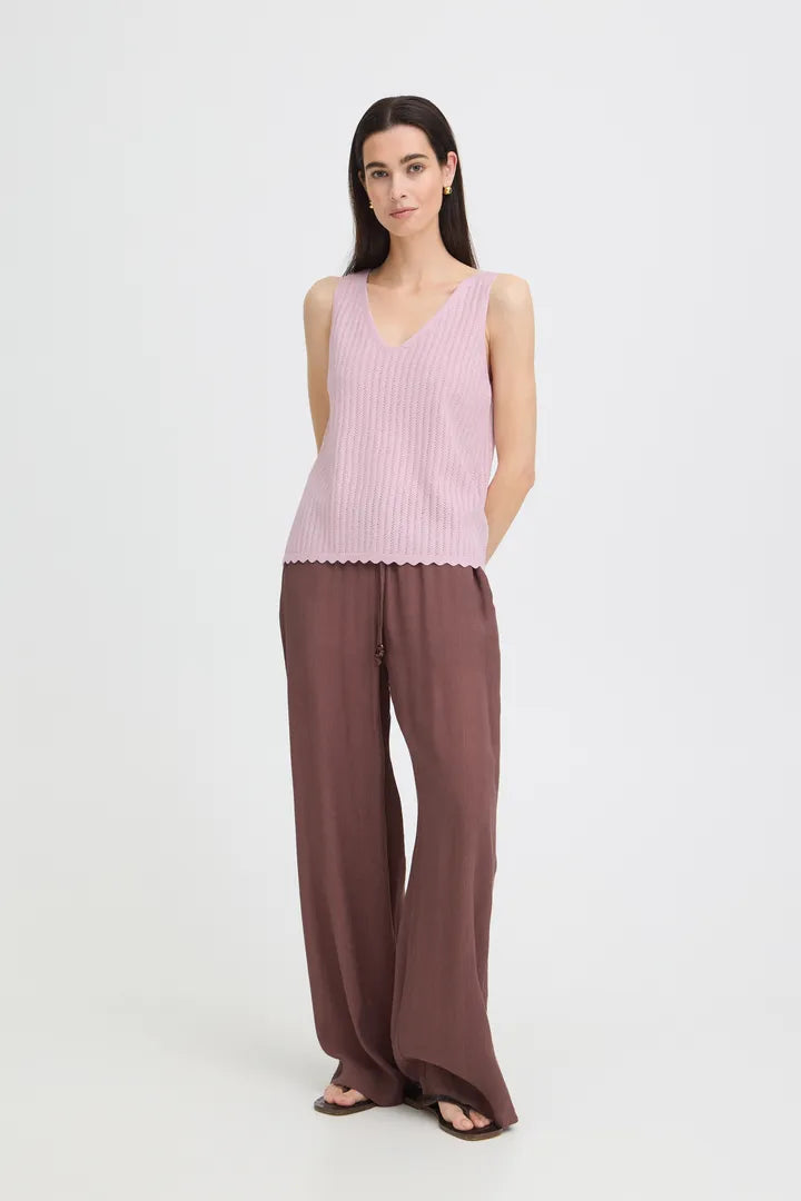 Lilac Mobbe Knitted V Neck Vest Top