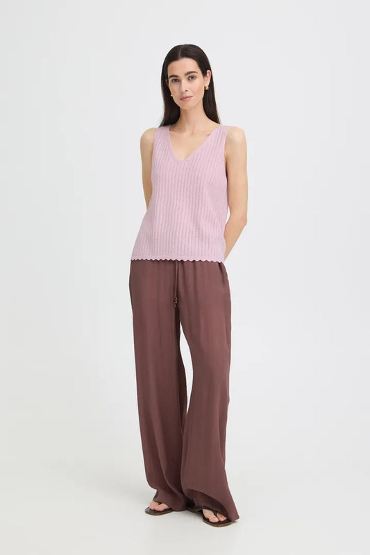 Lilac Mobbe Knitted V Neck Vest Top