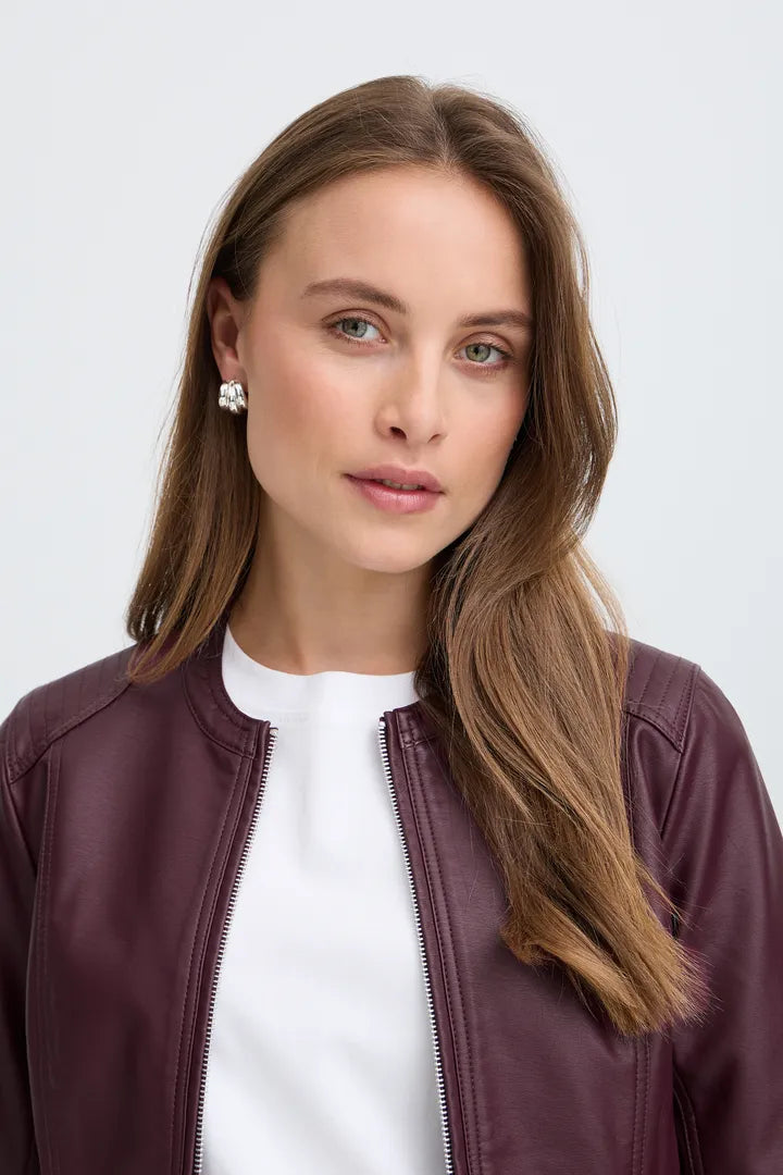 Acom Burgundy Faux Leather Jacket