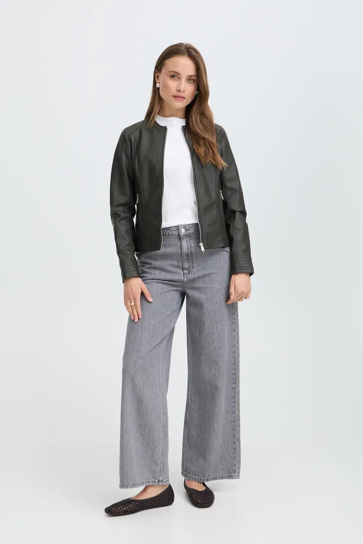 Acom Chocolate Faux Leather Jacket