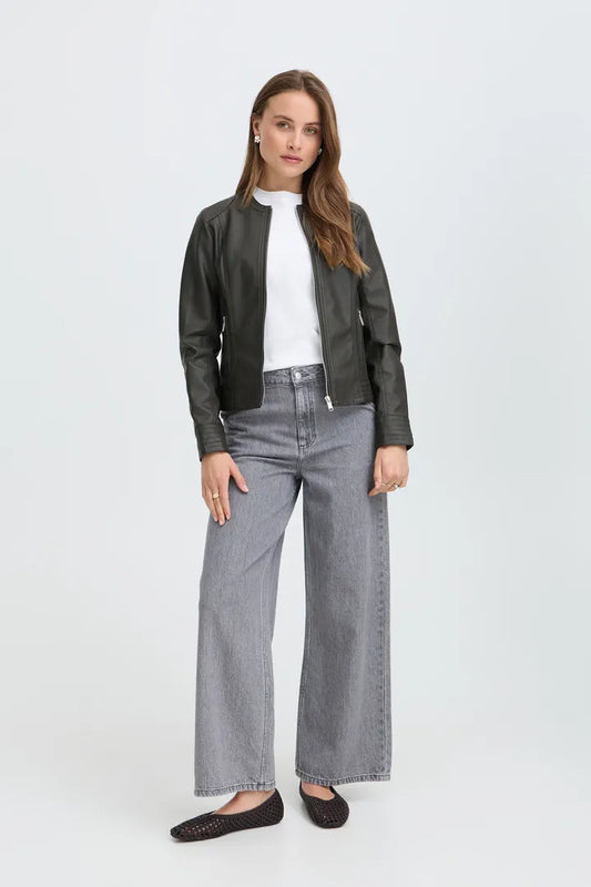Acom Chocolate Faux Leather Jacket