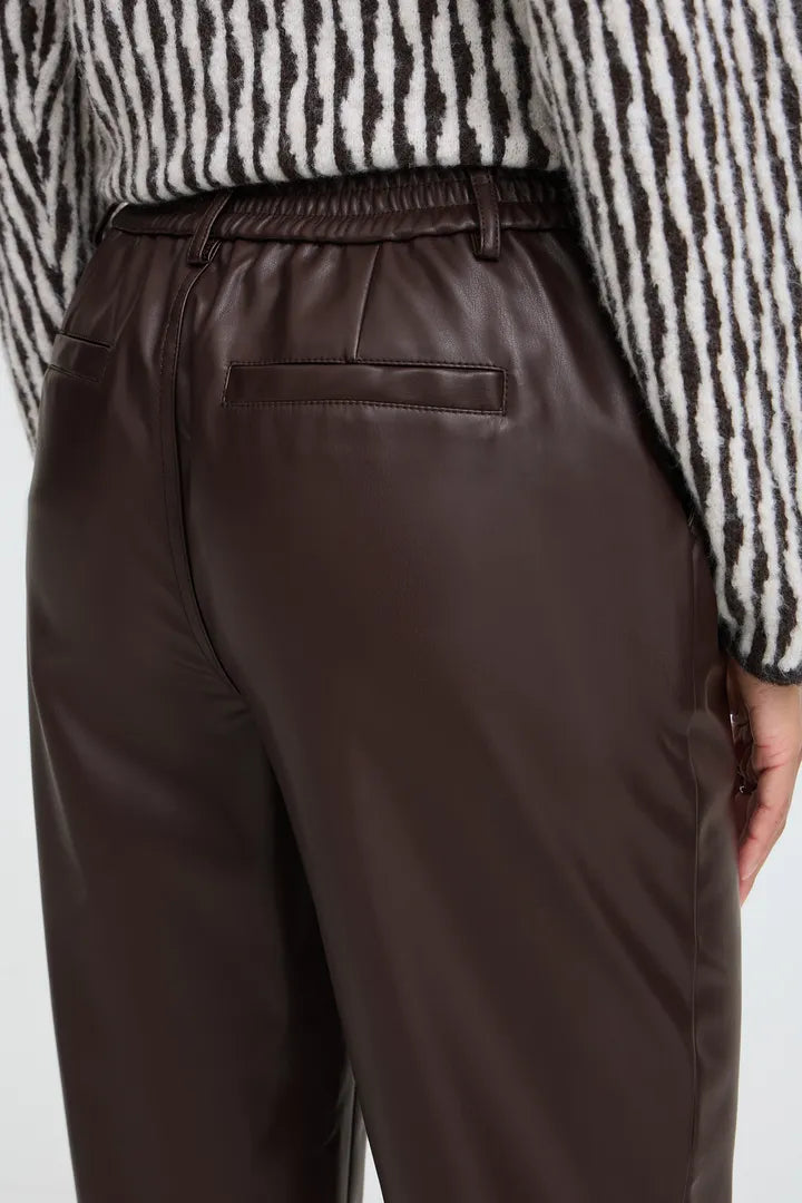 Daja Brown Faux Leather Trousers