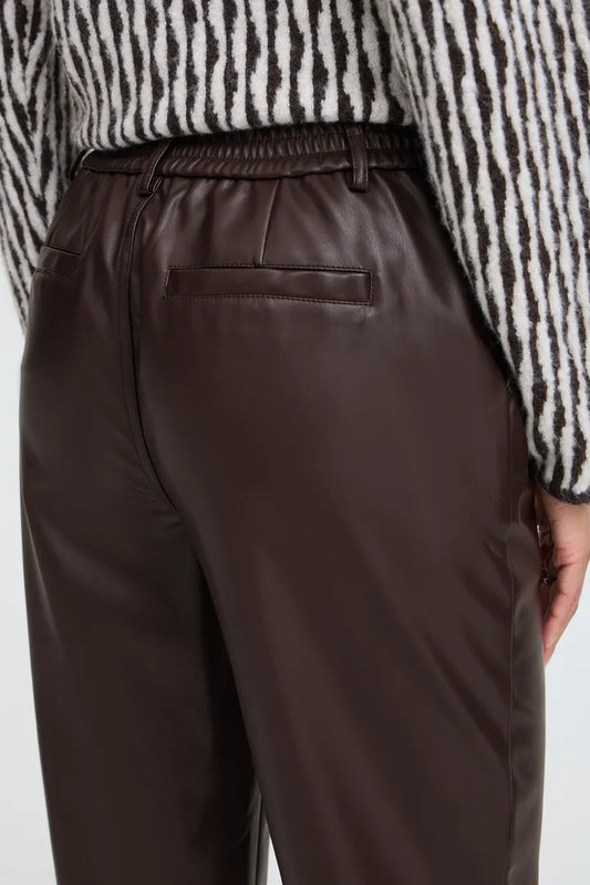 Daja Brown Faux Leather Trousers