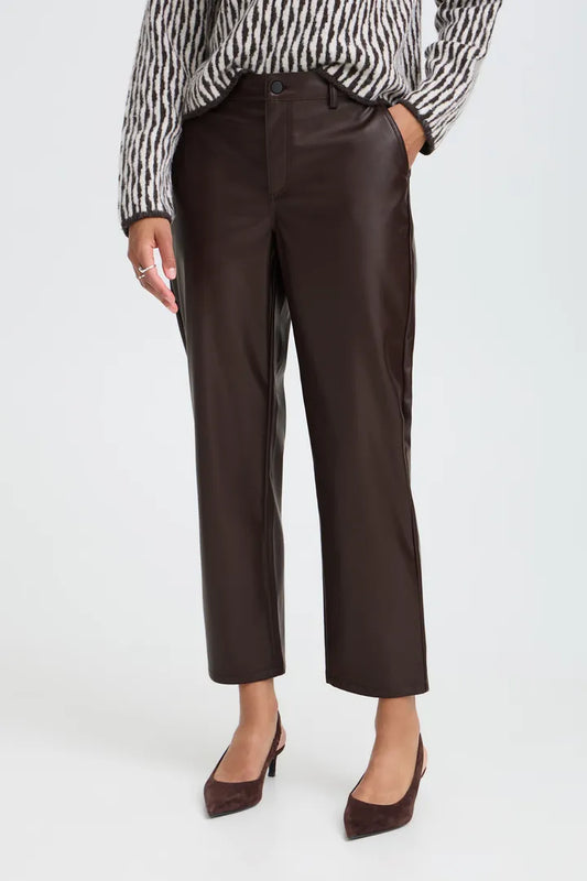Daja Brown Faux Leather Trousers