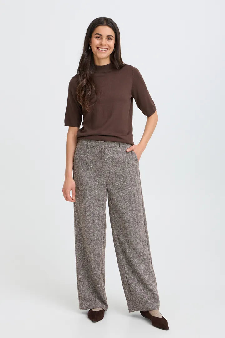 Vea Herringbone Brown Trousers